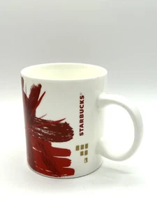 STARBUCKS Christmas 2014 Poinsettia Red Flower White 12oz Coffee Mug Cup - Picture 1 of 8