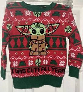 Baby Yoda The Child Mandalorian Christmas Holiday Knit Sweater 18 Mo - Picture 1 of 4