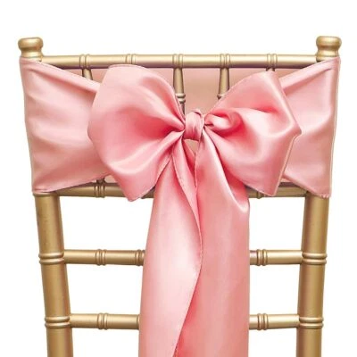 Упаковка из 50 атласных пыльных розовых стула пояса банты 7 X 108 дюймов универсальный стул Ri... - Изображение 1 из 4