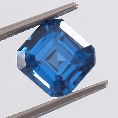Natural Brazilian Indicolite Blue Tourmaline Loose Asscher Cut Gemstone 7.70 MM - Image 1 of 4