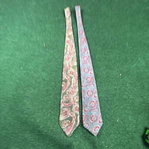 2 Christian Dior Monsieur Blue Red Paisley Print & Green Red Tie USA - Picture 1 of 9
