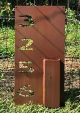 Metal 18" Tall Vertical Address Sign with Planter Custom Color Plasma Cut Art