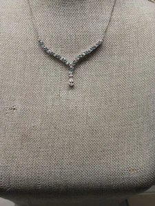 Collar 18" Esterlina Hecho con Circonitas Color Menta y Blanco De Swarovski (587) - Imagen 1 de 13