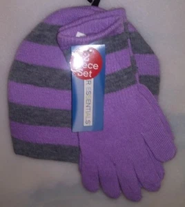 JUEGO DE 2 PIEZAS DE 1 TALLA 2 SOMBRERO 1 PR GUANTES PÚRPURA Y GRIS A-21 - Imagen 1 de 2