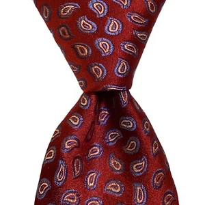 DANIEL CREMIEUX Sevenfold Mens Silk XL Necktie ITALY Luxury PAISLEY Red/Blue NWT - Picture 1 of 4
