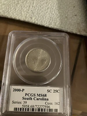 2000 P SOUTH CAROLINA QUARTER NGC MS68 SPOTLESS  . - Image 1 of 2