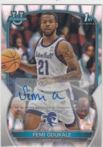 2022-23 Femi Odukale Bowman Chrome U ROOKIE AUTO WAVE REFRACTOR /199 Seton Hall - Picture 1 of 1