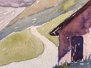 Antique Drawing Landscape Chalet Of Mountain Sheepfold Summit Summer Matteo - Picture 1 of 7