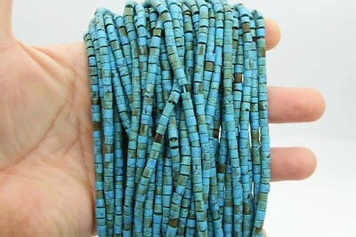 Cuentas afganas de 4 mm tubo turquesa piedras preciosas semillas cuentas Heishi corte a mano # B16 Foto 1 de 4
