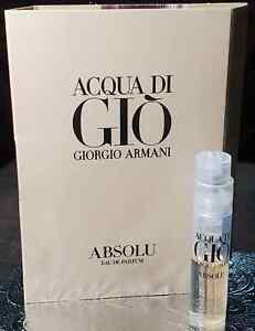 Acqua Di Gio Absolu by Giorgio Armani Eau De Parfum 1.2 mL Spray Vial with card.