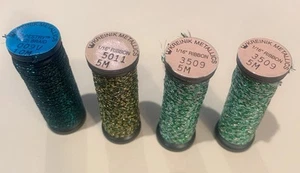 Kreinik Metallics Green Lot of 4 #5011 (1) 1/16th; #3509 (2) 1/16; #009v (1) #12 - Picture 1 of 1