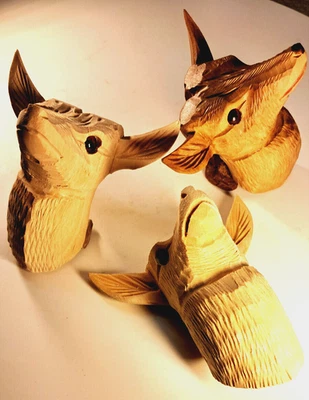 Handgeschnitzter Holz Hirschkopf Klasse Deko für Wand Kuckucksuhr Geschenk Natur - Bild 1 von 4