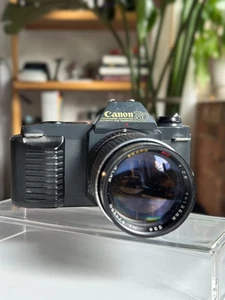 WORKING Canon T-50 camera + 135mm f/2.8 Lens [USA Seller] C059 - Picture 1 of 9