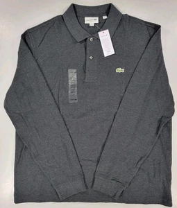 NEW Lacoste Men's Classic Long Sleeve Pique Polo Shirt Dark Grey XL 6 NWT  - Picture 1 of 12