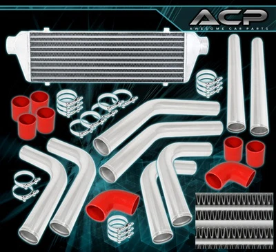 Tube & Fin Front Mount Intercooler Fmic + 64MM Pipe Piping Kit +Silicone Coupler Foto 1 de 3