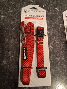 Spyder Dog Collar And Lead Set Red - Picture 1 of 8