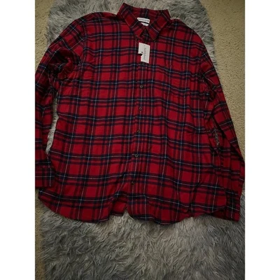 Brand New Saddlebred Big &Tall 3XLT Red Navy Plaid Flannel Button Down Shirt NWT - Image 1 of 4