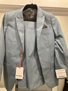 Isaac Mizrahi New York Boys 2 Piece Textured Suit Teal Size 12 - Picture 1 of 2