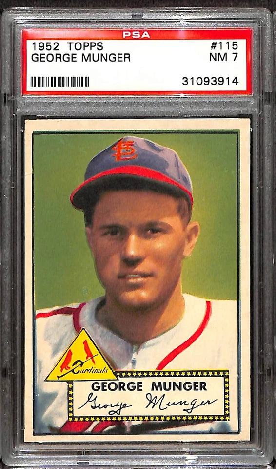 1952 TOPPS #115 GEORGE MUNGER PSA 7 NM 31093914  - Image 1 of 3