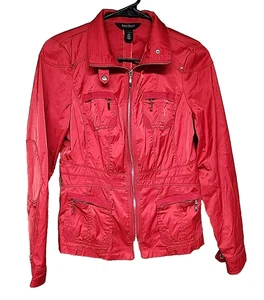 White House Black Market Women's Jacket Full Zip Pockets Size 4 - Red - No Belt - Picture 1 of 9