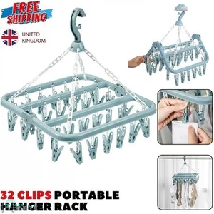 Sock Hanger Dryer Washing Line 32 Peg Airer Clothes Horse Underwear Pants Dryinh - Picture 1 of 14
