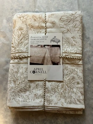 April Cornell Poinsettia Gold Tablecloth 60 X 84 New With Tags - Image 1 of 4