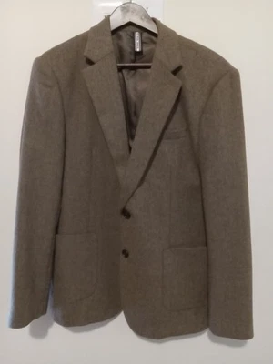 PJ Paul Jones Mens Medium Brown Khaki Sport Coat Blazer Jacket Herringbone Tweed - Image 1 of 4