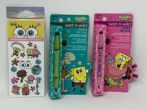 3pc Wet N Wild SpongeBob Double the FUN Liquid Eyeliner & Stamps and Tattoos NEW - Picture 1 of 8