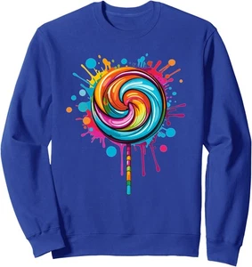 Vibrant Lollipop Swirl Color Explosion Cool Lover Unisex Crewneck Sweatshirt - Picture 1 of 4