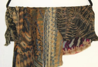 5pc Estate CARTER SMITH Unsigned Silk UNFINISHED Scarf Fabric Pieces shibori - Image 1 of 4