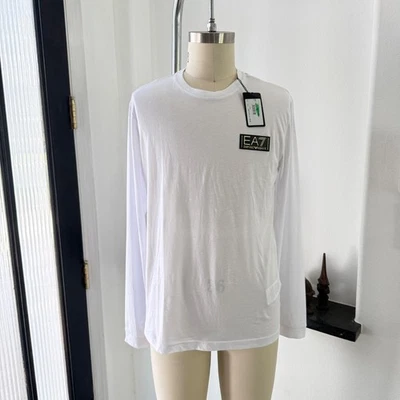 Emporio Armani EA7 Men's White 100% Long Sleeve Cotton T-Shirt 7VPT87, all sizes - Image 1 of 4