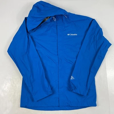 Columbia Jacket Mens Small Blue Omni Tech Hooded Waterproof Fishing Ski Trekking - Image 1 of 4
