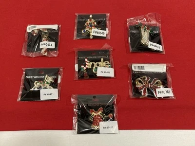 Broche prendedor mezcla cristales genuinos con temática navideña NUEVO EN PAQUETE LOTE DE 7 Foto 1 de 4