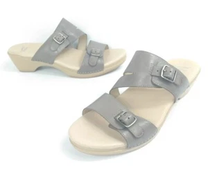 Dansko Womens Coral Rosie Leather Two Strap Buckle Sandals Heel Gray Size 10 New - Picture 1 of 12