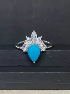 Bomb Party Ring Size 8 Sterling Silver Genuine Amazonite RBP2965 - Picture 1 of 6