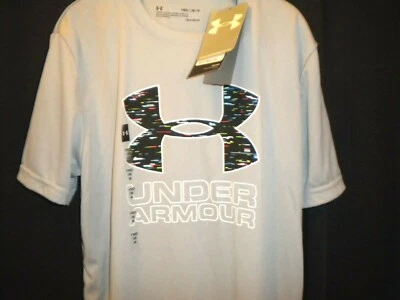 CAMISA UNDER ARMOUR HEAT GEAR NIÑOS JÓVENES M PLATEADA CON LOGO MULTICOLOR Foto 1 de 3