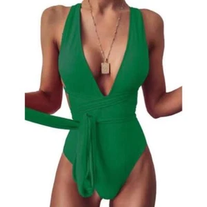 One-Piece Swimsuit for Women Ins V-Neck Bikinis Bathing Suit Back Cross-Swimwear - Bild 1 von 86