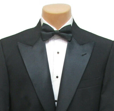 全新 男式 Parma 黑色燕尾服 夹克 带缎面峰翻领 婚礼 Mason 68R — 第 1/4 张图片