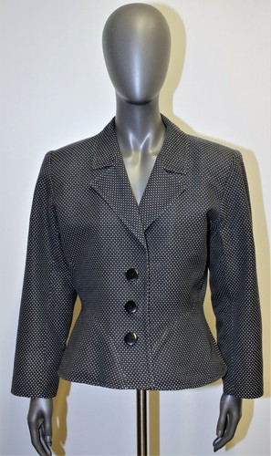 SAINT LAURENT (YSL) GIACCA NERA SAINT LAURENT VARIATION vintage 80 tessuto jacquard aderente 42FR 10US