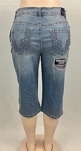 Gloria Vanderbilt 8 Jean Cropped Capri  Ultra Stretch Amanda Skimmer Embellished - Picture 1 of 12