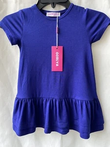 Gorlya Short Sleeve SunDress Girls Size 2-3Y Royal Blue Crew Neck Layered Dress - Picture 1 of 13