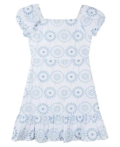 NWT Rare Editions Big Girls 2-Tone Eyelet Dress - White - Picture 1 of 4