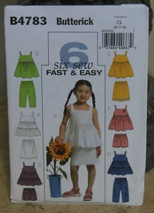 * BUTTERICK * MÄDCHEN TOP ROCK HOSE SCHNITTMUSTER * #B4783 * ~ GR. CL 6 7 8 - Bild 1 von 1