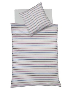 2-tlg FLEURESSE Bettwäsche 135 x 200 Garnitur Weiss Blau Pink Baumwolle Renforce - Bild 1 von 3