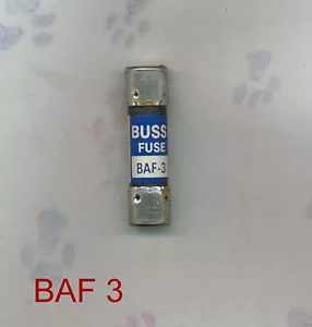 NUOVO FUSIBILE BUSSMAN BAF3 3 AMP 125 VOLT BAF-3 - Foto 1 di 2