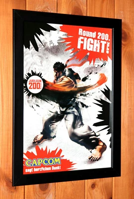 Street Fighter Round 200 Fight! Capcom Rare Small Promo Poster / Ad Page Framed - Image 1 of 3