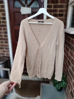 Pure Collection Cashmere womens beige camel cable knit cardigan Jumper UK 14 - Image 1 of 4