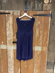 French Connection Jersey Dress Purple Sleeveless V-Neck Belted Summer Party 12 - Picture 1 of 15