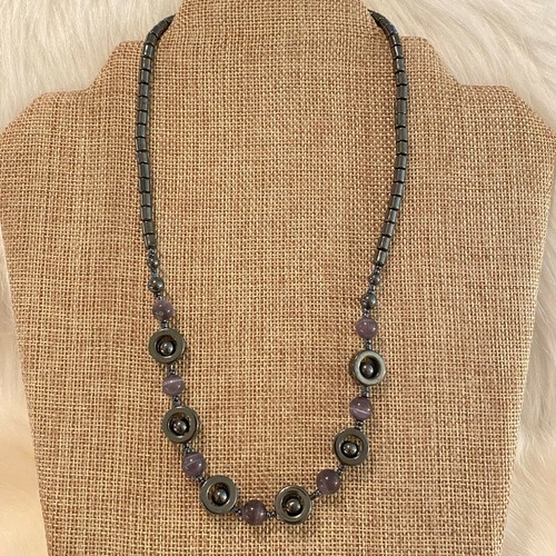 VETEMENTS Collana perle ematite vintage viola chakra guarigione boho occidentale fata grunge 4519
