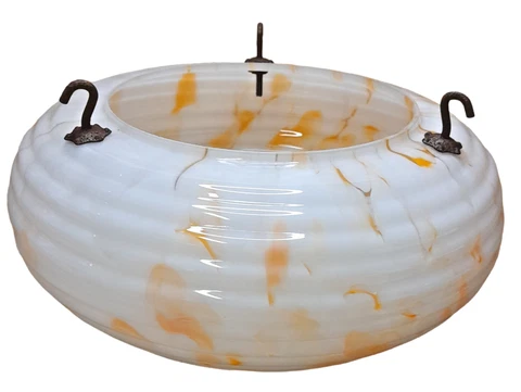 Plaffonier Light Shade Art Deco Orange & Cream Glass Flycatcher Cover